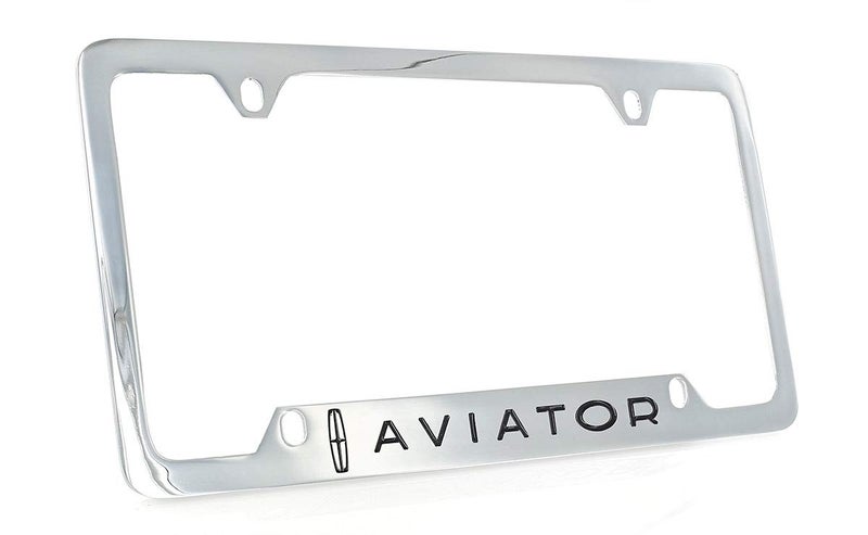 Lincoln Aviator Wordmark Logo Chrome Plated Metal License Plate Frame Holder 4 Hole - Image 1